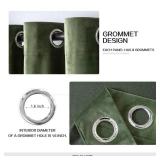MIULEE 90 Inches Velvet Curtains Olive Green Elegant Grommet Curtains Thermal Insulated Soundproof Room Darkening Drapes for Classical Living Room Bedroom Decor 52 x 90 Inch Set of 2