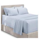 Hearth & Harbor Extra Deep Pocket King Size Sets - Fits Mattress 18-24 Inches Deep - Extra Deep Pocket Sheets - 6 Piece King Size - Ice Blue