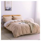 Cal King Duvet Cover Set, Cotton Duvet Cover 3 Pieces with Zipper Closure, 1 Duvet Cover and 2 Pillowcases(White with Rust Striped) - Retail: $69