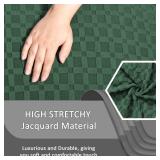 4-Piece, 1 Seat Recliner Cover, Jacquard Stretch Reclining Chair Covers for 1 Cushion Reclining Sofa, Single Seat Recliner Couch Cover, Soft, Machine Washable (Style 2)(Green, Recliner Cover)