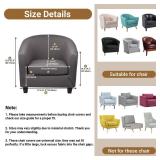 Club Armchair Slipcover, 2 Piece Tub Barrel Chair Slip Cover with Chair Cushion Cover, Soft Stretch Chair Couch Slipcover with Elastic Bottom Washable Furniture Protector for Living Room