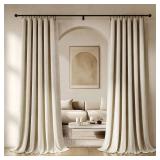 Beige Velvet Curtains 108 Inches Long 2 Panels for Bedroom Living Room Soft Luxury Room Darkening Thermal Insulated Soundproof Rod Pocket Window Treatments Drapes, 52X108 Set of 2