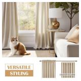 Beige Velvet Curtains 108 Inches Long 2 Panels for Bedroom Living Room Soft Luxury Room Darkening Thermal Insulated Soundproof Rod Pocket Window Treatments Drapes, 52X108 Set of 2