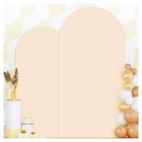 Set of 2 Wedding Arch Cover 6ft 7.2ft Beige Arch Cover Chiara Backdrop Covers Spandex Fitted Arched Stand Covers Balloon Arched Covers Stretchy Backdrop for Baby Shower Party Wedding Ceremony Decor