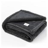 Dog Blanket Reversible Pet Bed Cover Puppy Blankets Sofa Couch Cover Cat Pet Blanket for Warm Fluffy Washable Grey Mat-XXL