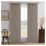 Burlap Flax Linen Curtains Pinch Pleated 92 Inch Long 2 Panels for Living Room Bedroom Taupe Thick Linen Textured Semi Sheer Rustic Farmhouse Boho Back Tab Pleat Drapes Floor to Ceiling Curtains