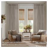 Burlap Flax Linen Curtains Pinch Pleated 92 Inch Long 2 Panels for Living Room Bedroom Taupe Thick Linen Textured Semi Sheer Rustic Farmhouse Boho Back Tab Pleat Drapes Floor to Ceiling Curtains