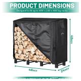4ft Waterproof Firewood Cover, Heavy Duty 600D Oxford Outdoor Storage Wood Rack Cover with Buckle (Log Rack not Included) - Retail: $30