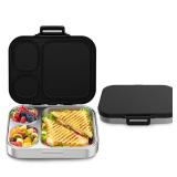 Stainless Steel Bento Box Kids, Leak Proof Metal Bento Lunch Box,3 Compartments 304 Stainless Steel Bento Lunch Containers for School and Office, Dishwasher Safe, BPA-Free(Black) - Retail: $40