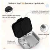 Stainless Steel Bento Box Kids, Leak Proof Metal Bento Lunch Box,3 Compartments 304 Stainless Steel Bento Lunch Containers for School and Office, Dishwasher Safe, BPA-Free(Black) - Retail: $40
