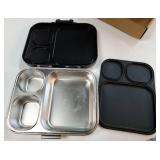 Stainless Steel Bento Box Kids, Leak Proof Metal Bento Lunch Box,3 Compartments 304 Stainless Steel Bento Lunch Containers for School and Office, Dishwasher Safe, BPA-Free(Black) - Retail: $40