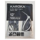 Zip Ties 12 inch Heavy Duty Zip Ties with 120 Pounds Tensile Strength, Black Cable Ties, 100 Pieces