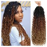 12 Inch Goddess Locs Crochet Hair Crochet Hair for Women Ombre Pre-looped Faux Locs With Curly Ends Synthetic Hair Extension (1B/30/27#) - Retail: $30