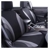CAR PASS Line Rider Sporty Cloth 9PCS Universal Fit Car Seat Cover -100% Breathable with 5mm Composite Sponge Inside, Airbag Compatible, 3 Zipper Bench(Full Set, Black and Gray) - Retail: $28