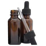 1oz Amber Glass Dropper Bottles (30mL) with Tapered Glass Droppers - Pack of 2