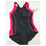 One Piece Sport Lap Swimsuit for Women Workout Training Surf Swimwear Black and Red. APPEARS USED although STILL TAGGED. - Retail: $32