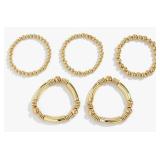 5pcs Layered Beaded Chunky Bracelets Set for Women Dainty Stretch Elastic Round Beads Tube Bangle Bracelets Boho Stackable Bracelets Trendy Jewelry