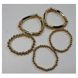 5pcs Layered Beaded Chunky Bracelets Set for Women Dainty Stretch Elastic Round Beads Tube Bangle Bracelets Boho Stackable Bracelets Trendy Jewelry