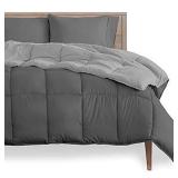 Bare Home 1800 Collection Reversible Down Alternative Comforter  All-Season  Queen  Gray/Light Gray