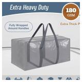 12 Pack Extra Heavy Duty Large Moving Bags with Strong Zipper & Comfortable Handles, Sturdy & Durable Clothes Storage Bags Totes Bins, Packing Moving Boxes for College Supplies, Gray - Retail: $50