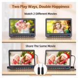 10.5 Dual Portable DVD Player for Car with 1080P HDMI Input, DESOBRY Rechargeable Car DVD Player Dual Screen Play A Same or Two Different Movies, Support USB,AV in/Out "