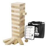 Gentle Monster Giant Tumble Tower with Dice & Game Board, 56 Pcs Large Size Wooden Stacking Game, Classic Outdoor Games for Adult Kids Family (Jumbo 56pc)