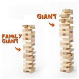 Gentle Monster Giant Tumble Tower with Dice & Game Board, 56 Pcs Large Size Wooden Stacking Game, Classic Outdoor Games for Adult Kids Family (Jumbo 56pc)