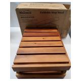25in One Foldable Step Stool for Elderly - Acacia Wood High Riser Step Stool for Adults Kid - Wooden Mobility Stepping Stools 400 lbs Load Capacity for Bathroom Aid Handicap, Bed, Kitchen, Garden - Re