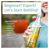 Otis Classic Swing Top Glass Bottles - Set of 6, 16oz w/Marker & Labels - Clear Bottle with Caps for Juice, Water, Kombucha, Wine, Beer Brewing, Kefir Milk or Eggnog - Retail: $22
