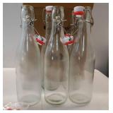 Otis Classic Swing Top Glass Bottles - Set of 6, 16oz w/Marker & Labels - Clear Bottle with Caps for Juice, Water, Kombucha, Wine, Beer Brewing, Kefir Milk or Eggnog - Retail: $22