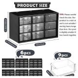6 Pcs Mini Drawer Organizer Small Organizer with 9 Drawers Plastic Desktop Craft Storage Box for Office Home Room Jewelry Cosmetics Collection(Black) - Retail: $31