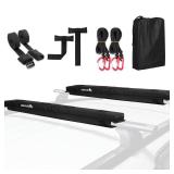 Soft Roof Rack Pads with 2 Tie Down Straps, 2 Tie Down Ropes, 2 Hood Loops and Storage Bag, for Surfboard, Kayak, Canoe, Heavy Duty Universal Car Roof Racks System (Use with Cross Bar)