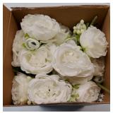 8 Bundles Artificial Peonies Flowers Fake Silk Peony Bouquet Faux Peonies Flowers Bulk for Decoration Vase Florals Arrangements Wedding Party Table (White)
