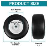 13x5.00-6 Flat Free Lawn Mower Tire and Wheel, 13x5.00-6 Zero Turn Mower Front Solid Tire With 3/4 & 5/8" Grease Bushing and 3.25"-5.9" Adjustable Centered Hub - Retail: $70"
