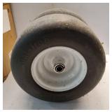 13x5.00-6 Flat Free Lawn Mower Tire and Wheel, 13x5.00-6 Zero Turn Mower Front Solid Tire With 3/4 & 5/8" Grease Bushing and 3.25"-5.9" Adjustable Centered Hub - Retail: $70"