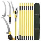 Manual Pole Saws for Tree Trimming 27 FT, Tree Trimmer Long Handle Pruner with Thickened Saw Blade and Scissor, Palm Tree Trimmer for Backyard and Garden, Branch Cutter Pole Saw - Retail: $70
