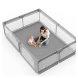 74 x 50 Playpen for Babies and Toddlers - Safe Baby Fence Breathable Mesh for Indoor & Outdoor - Baby Play Pen - Play Yard with Non-Slip Suction Cups - Retail: $70