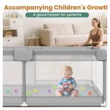74 x 50 Playpen for Babies and Toddlers - Safe Baby Fence Breathable Mesh for Indoor & Outdoor - Baby Play Pen - Play Yard with Non-Slip Suction Cups - Retail: $70