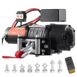 VEVOR Electric Winch, 12V 4500 lb Load Capacity Steel Rope Winch, IP55 1/4 x 39ft ATV UTV Winch with Wireless Handheld Remote & 4-Way Fairlead for Towing Jeep Off-Road SUV Truck Car Trailer Boat - Ret