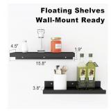 Wall Floating Shelves Set of 2, Modern Black Ledge Shelves for Storage and Display, Ideal for Bathroom, Bedroom, Kitchen, and Living Room Wall Decor