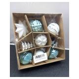 9 PCS Blue and White Assorted Christmas Ball Ornaments Set for Christmas Tree, Snowman, Santa Claus Decorations Balls, Plastic Ornaments