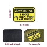 Lor of 2 Warning I Have No Idea What I am Doing Patch, Funny Hook & Loop Embroidered Tactical Applique Patch, 1PC Embroidered Patches for Clothes, Backpacks,Tactical Vest, Air Soft, Jackets (Y2)
