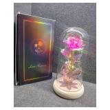 Galaxy Glass Rose Forever Preserved Flower, Eternal Rose in Glass Dome, Pink