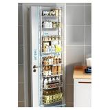YOQXHY 8-Tier Adjustable Over The Door Pantry Organizer,Pantry Organization and Storage,Metal Hanging Baskets Spice Rack Seasoning Shelves for Home Kitchen Laundry Room Bathroom,White