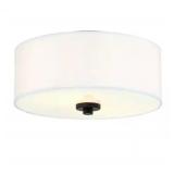 12 in. 2-Light Modern Flush Mount Ceiling Light with 2-Tier Fabric Shade
