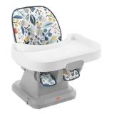 Fisher-Price SpaceSaver High Chair Navy Foliage, portable infant-to-toddler dining chair and booster seat with easy clean up features