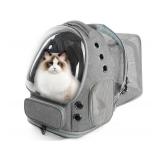 Cat Backpack Carrier, Bubble Expandable Cat Carrier for Cats or Small Dogs up to 15lbs, Airline-Approved, Large Space & Breathable Pet Backpack for Traveling, Hiking. Appears pre-owned