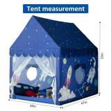 Kids Play Tent Playhouse Indoor Tent for Kids Boys Toddler, Large Castle Play House Bed Tents Spaceship Outer Space Rocket Blue
