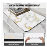 DK177 Coffee Mat, Absorbent Drying Mat with Waterproof Rubber Backing & Fits Under Espresso & Coffee Machines, White Marble, 24 in. x 60 in.