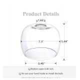 2 Pack 7.3" Handblow Clear Drum Glass Replacement Lamp Shade Pendant Ceiling Chandelier Wall Sconce Light Drum Glass Shade Fixture"
